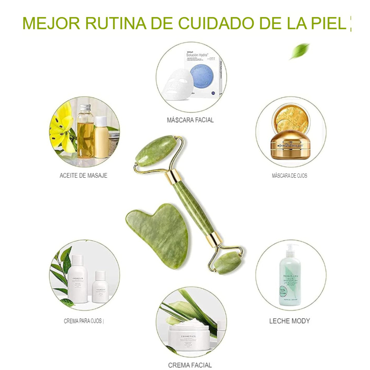 Set Facial Rodillo de Jade + Gua Sha