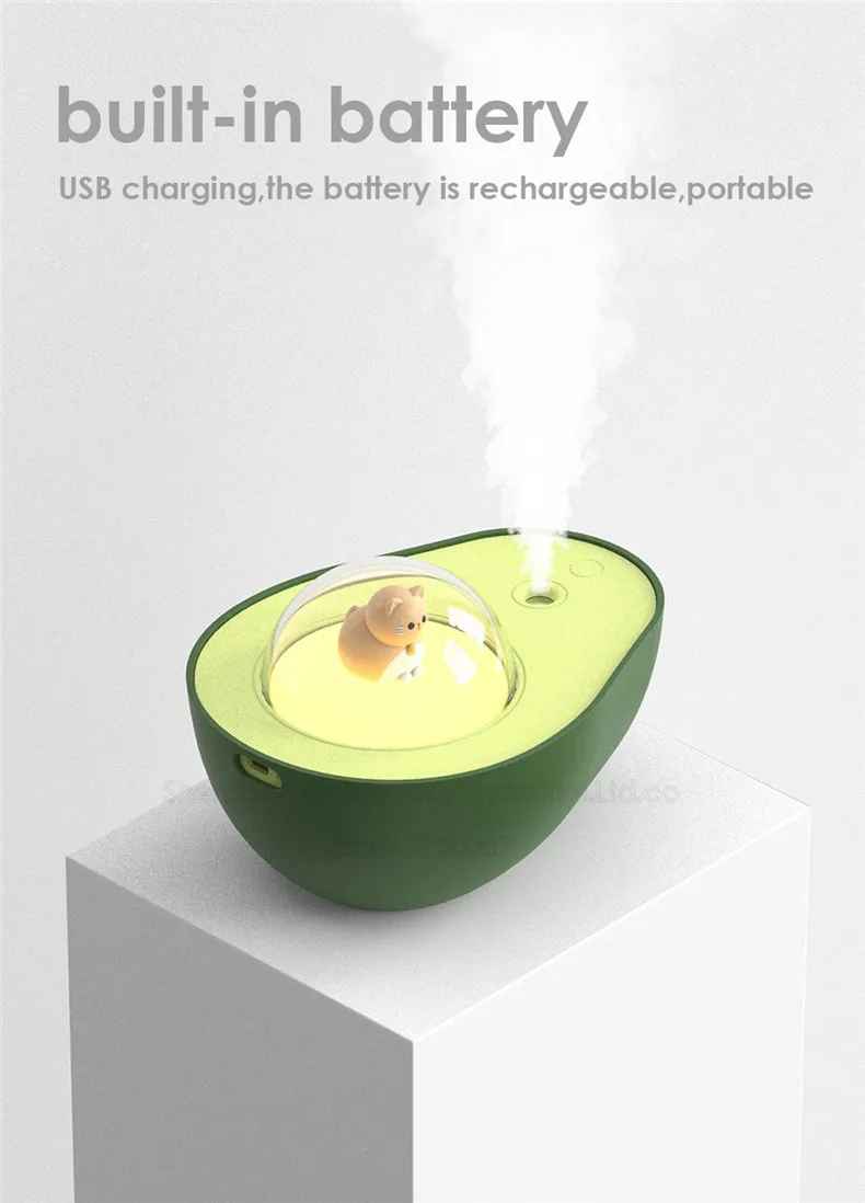 Humidificador de Aire USB Diseño Palta con Luz Nocturna LED