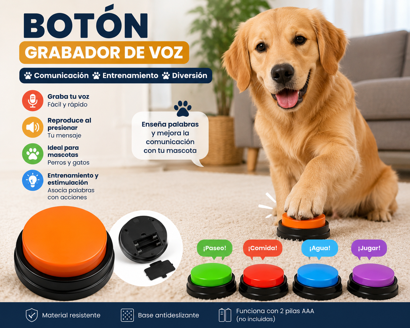 Botón Grabador de Voz para Mascotas