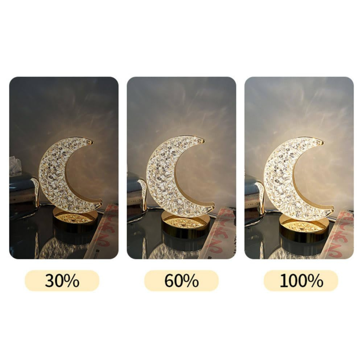 Lámpara Luna de Cristal con Luz LED