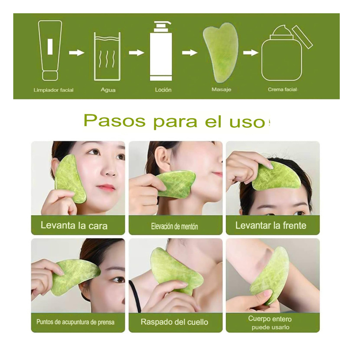 Set Facial Rodillo de Jade + Gua Sha