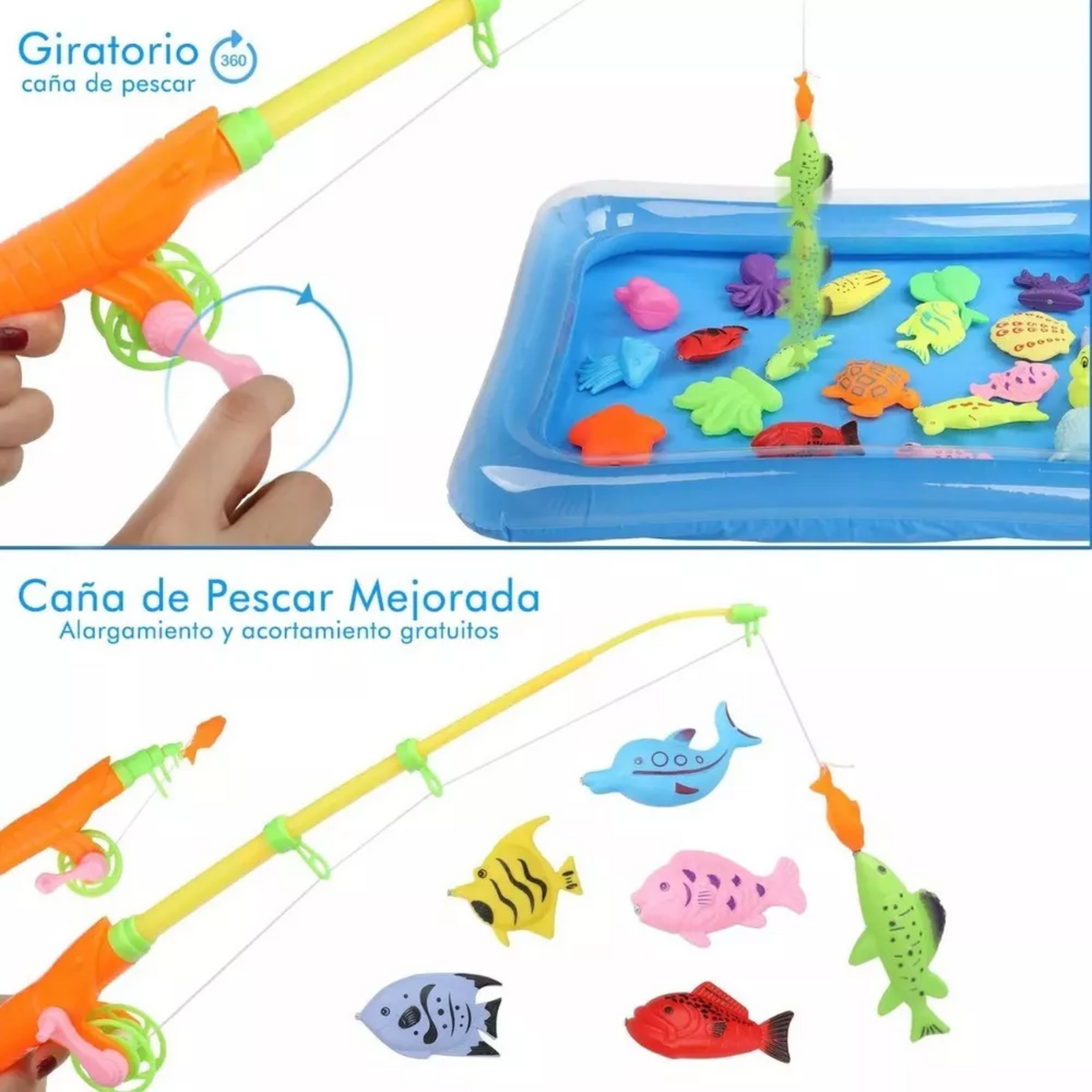 Juego de Pesca Magnética con Piscina Inflable – 26 Piezas
