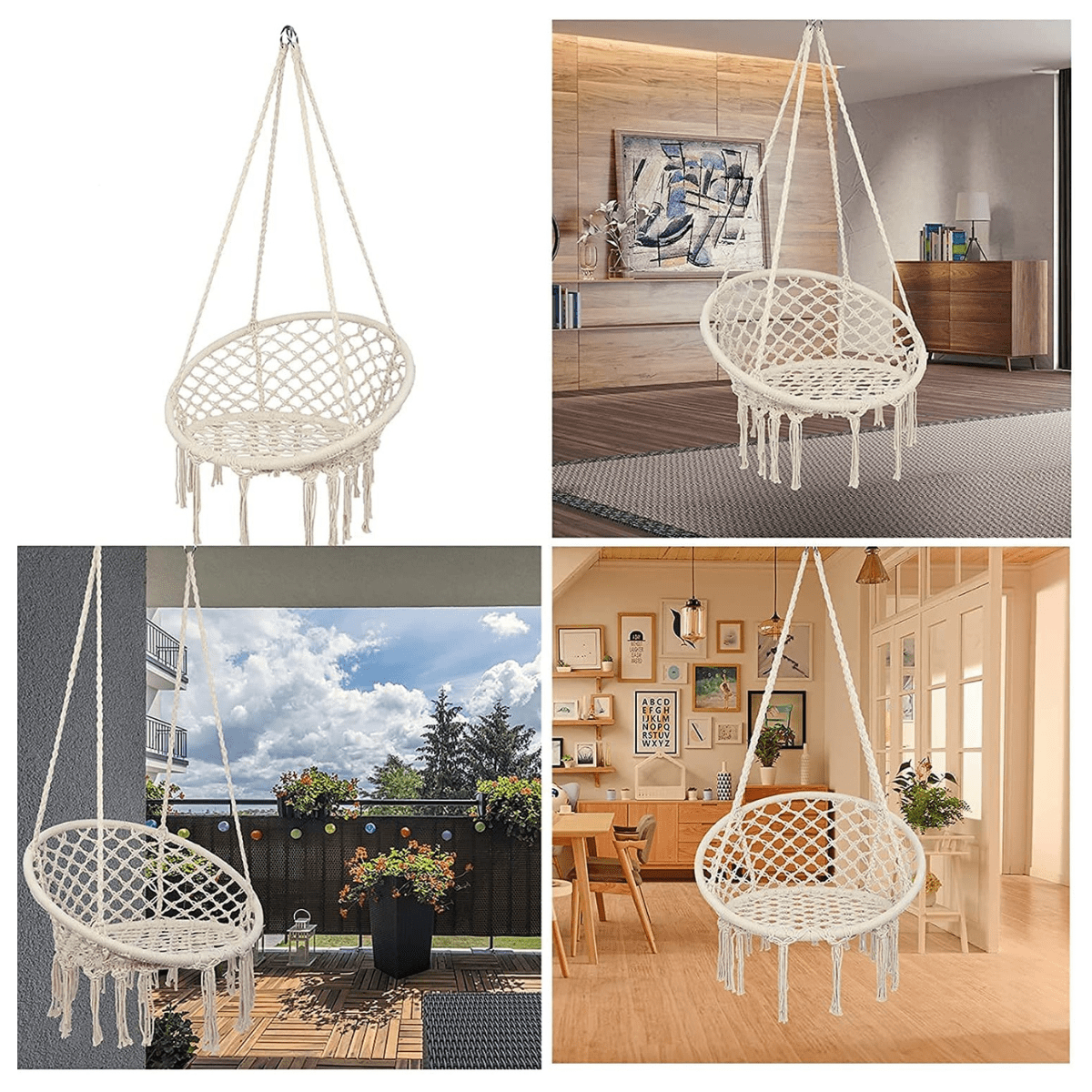 Silla Hamaca Colgante de Macramé para Interior y Exterior