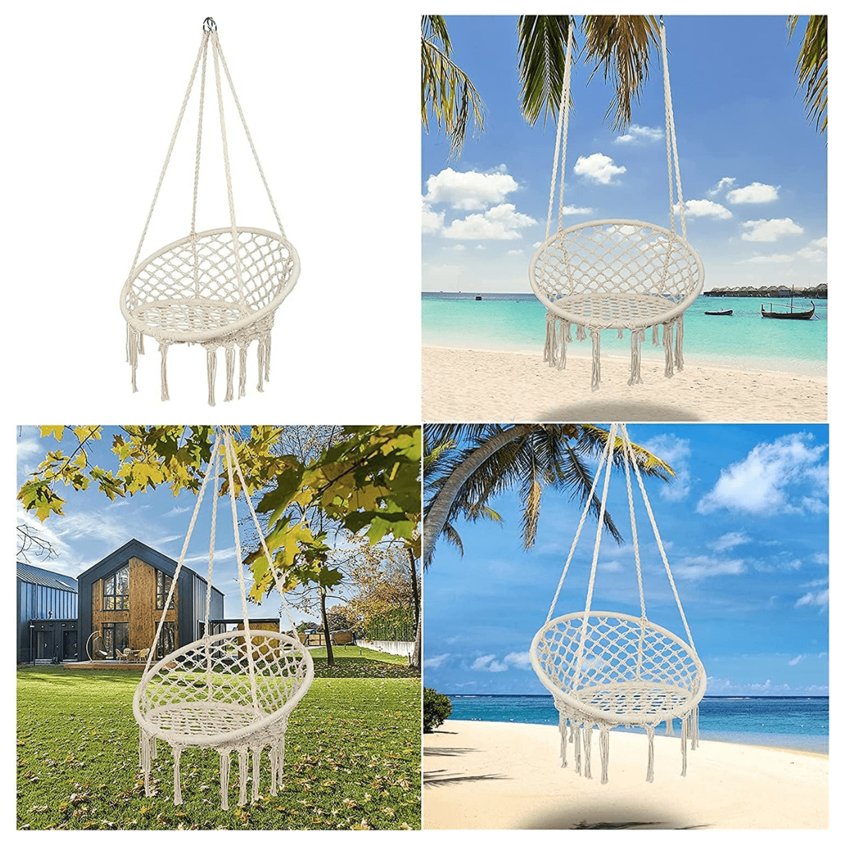 Silla Hamaca Colgante de Macramé para Interior y Exterior