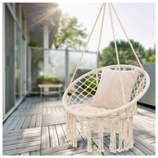 Silla Hamaca Colgante de Macramé para Interior y Exterior