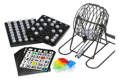 Juego de Bingo Completo con Tómbola Metálica – 75 Bolas